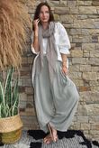 Lina Linen Blend Barrel Pant Washed Khaki